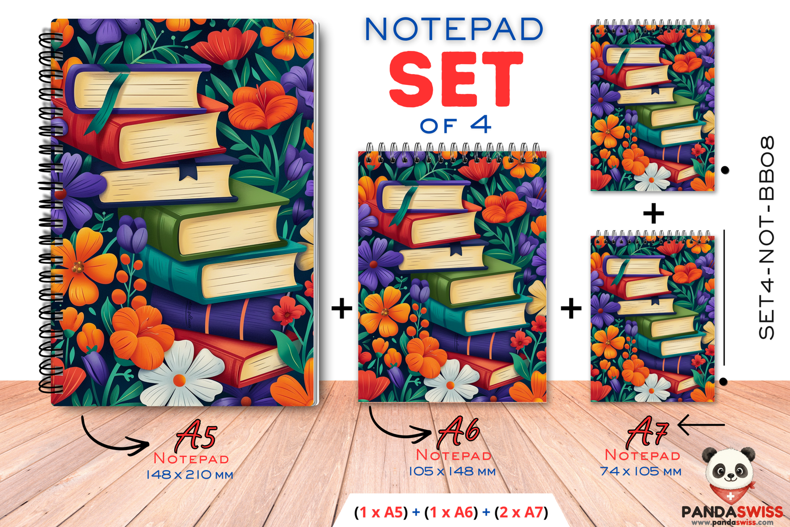 SET4-NOT-BB08 SET4-NOT-BB08 - Buch Blumen- Notizbuch - Görsel 1