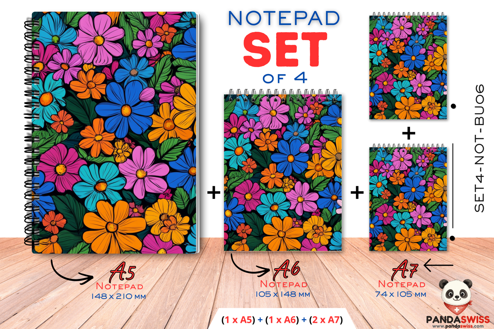 SET4-NOT-BU06 SET4-NOT-BU06 - Blumen- Notizbuch - Görsel 1
