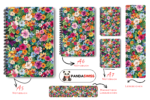 SET: Notizbuch mit Blumenmuster (A5 + A6 + 2x A7 + Lesezeichen + Magnetisches Lesezeichen)