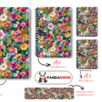 SET: Notizbuch mit Blumenmuster (A5 + A6 + 2x A7 + Lesezeichen + Magnetisches Lesezeichen)