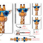 SET: Notizbuch mit Giraffe (A5 + A6 + 2x A7 + Lesezeichen + Magnetisches Lesezeichen)