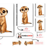 SET: Notizbuch mit Erdmännchen (A5 + A6 + 2x A7 + Lesezeichen + Magnetisches Lesezeichen)