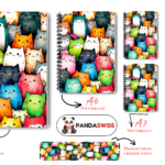 SET: Notizbuch mit Katze (A5 + A6 + 2x A7 + Lesezeichen + Magnetisches Lesezeichen)